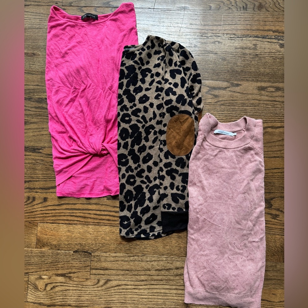 Hot Pink, Marled Pink & Leopard Print Sweater Bundle - Size XL